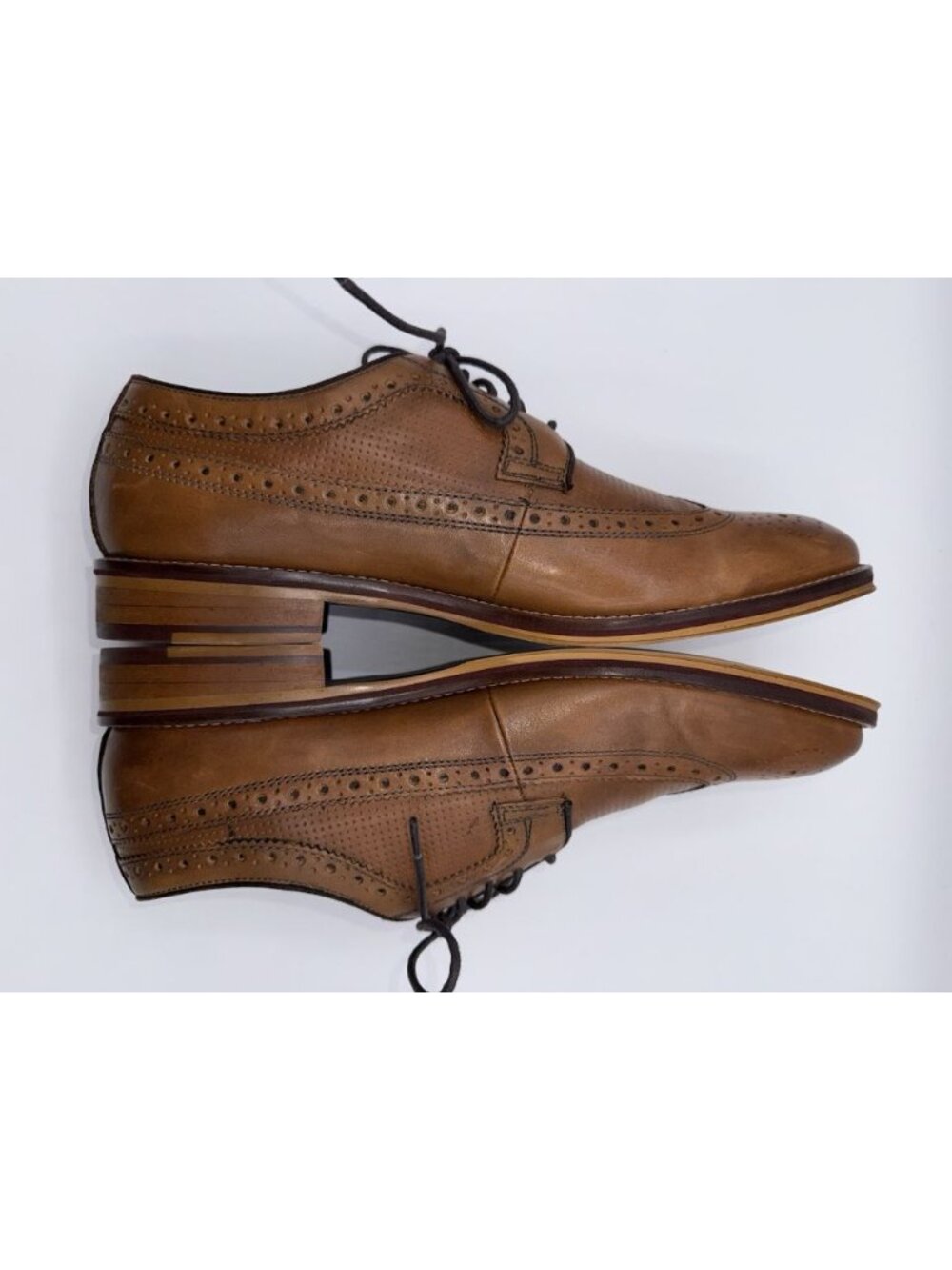 Johnston & Murphy Conard Oxford Shoes Men's 10M Wingtip Tan Leather 20-3310 - Picture 6 of 14